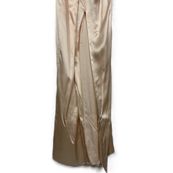 NWT Nicholas Silvina Waist Cutout Satin‎ Silk Gown Ricotta Nude Neutral Size 6 - Picture 4 of 10